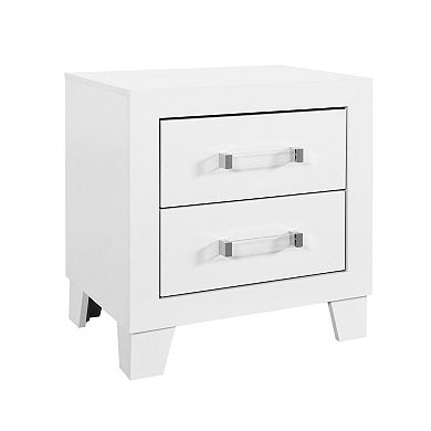 HomeRoots 22" White Two Drawer Wood Nightstand