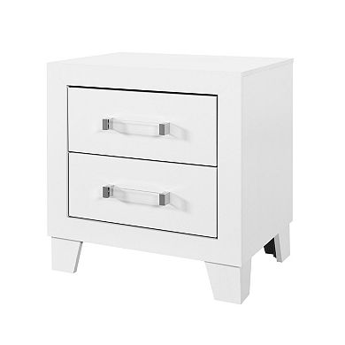 HomeRoots 22" White Two Drawer Wood Nightstand