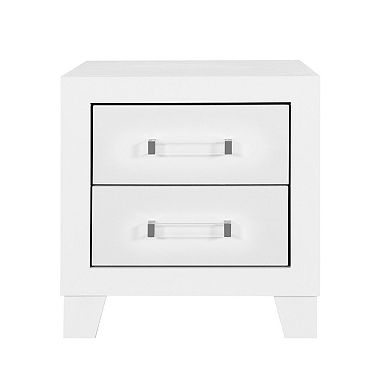 HomeRoots 22" White Two Drawer Wood Nightstand