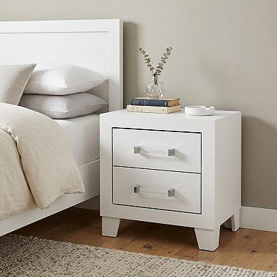 HomeRoots 22" White Two Drawer Wood Nightstand