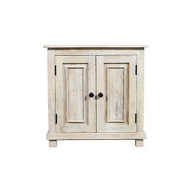 HomeRoots 28" Distressed White Solid Wood Nightstand With Storage
