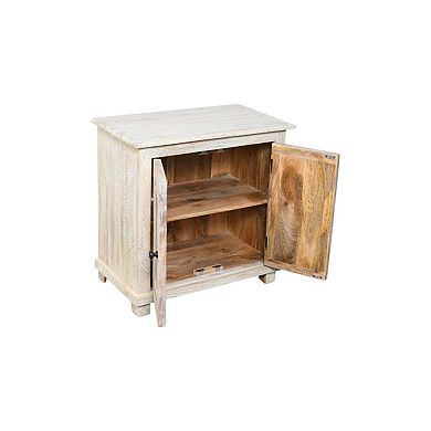 HomeRoots 28" Distressed White Solid Wood Nightstand With Storage