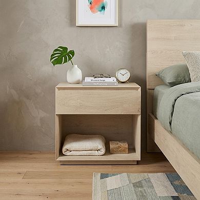 HomeRoots 24" Natural Solid Wood One Drawer Nightstand