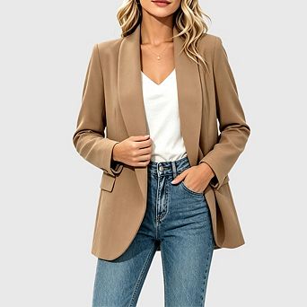 Womens Business Casual Blazer Shawl Collar Work Long Sleeve Open Front Oversized Suit Jacket