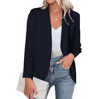 Womens Business Casual Blazer Shawl Collar Work Long Sleeve Open Front Oversized Suit Jacket