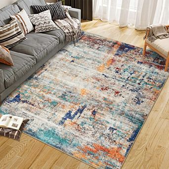 lxt-Area Rugs for Bedroom Machine Washable Rug Modern Abstract Carpet for Living Room Area Rug