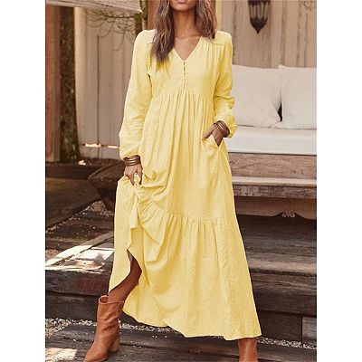 retro cotton linen maxi dress Jacquard Retro Casual Linen Dress Soft Cotton Linen Maxi Dress Loose  Oversized Dress Plus Size Linen Dress Plus Size Clothing Style 055J