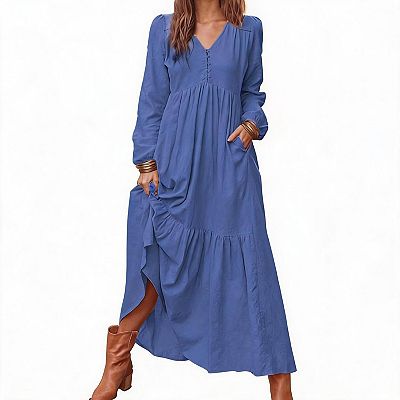loose cotton maxi dress R.Vivimos Women's Summer Cotton Maxi Dress Adjustable Spaghetti Strap Boho  Casual Backless Ruffle Loose Fit Flowy Dress