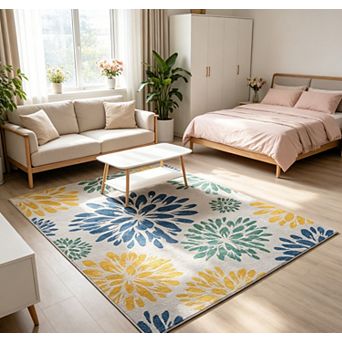 Area Rugs for Living Room Floral CarpetWashable Boho Floral Area Rug for Living Room Entryway Patio