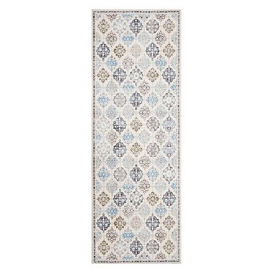 lxt-Boho Floral Checkerboard Area Rug Washable Carpet Accent Living Room Kitchen