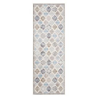 lxt-Boho Floral Checkerboard Area Rug Washable Carpet Accent Living Room Kitchen