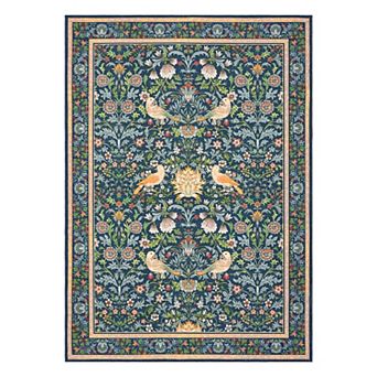 Washable Rugs for Living Room Floral Area Rug Backing Stain Resistant Botanical Accent Carpet