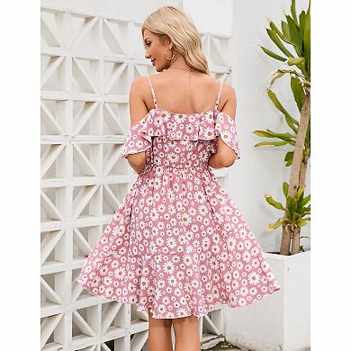 Maternity Daisy Floral Cold Shoulder Mini Dress