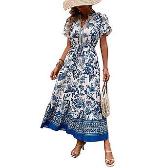Women's Retro Ethnic Style Party Dress Flowy Casual A line Printed Dress