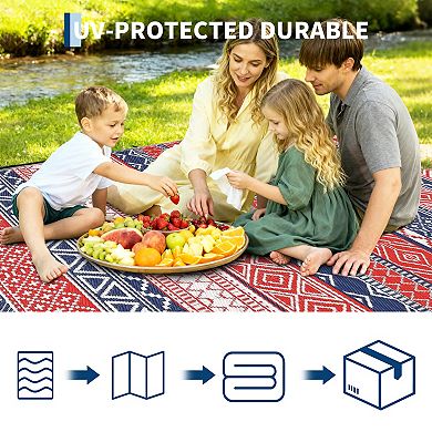 Boho Waterproof Outdoor Rug UV Resistant and Easy to Hose Clean Carpet