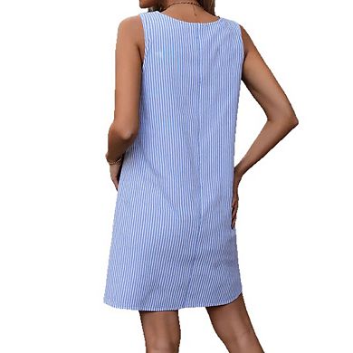Women's Beach Vacation Sundress, Sleeveless Button Down Boho Summer Dress