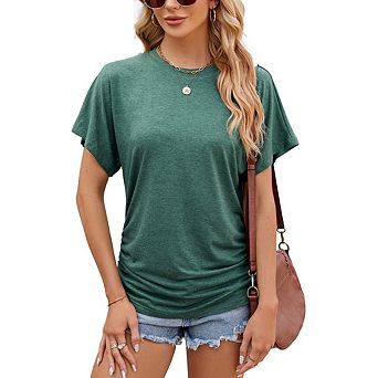 Women's Raglan Crew Neck Short Sleeve T Shirt Top Casual Stylish and Versatile Top