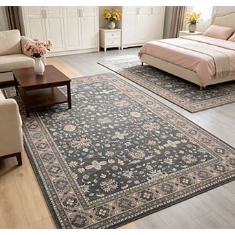 Area Rugs Washable Non-Slip Area Rug for Living Room Vintage Oriental Carpet Distressed Throw Mat