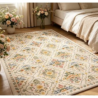 Floral Carpet Area Rug Washable Rugs for Bedroom Non Slip Soft Carpet for Bedroom Living Room Rug
