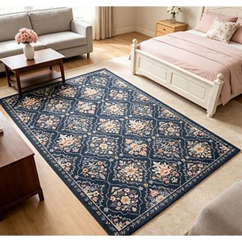 Floral Carpet Area Rug Washable Rugs for Bedroom Non Slip Soft Carpet for Bedroom Living Room Rug