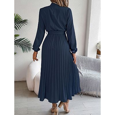 pleated tie belt dress Pleated tie-belt dress