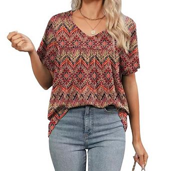 Women’s Cute V Neck Short Sleeve T Shirt, Summer Casual Daily Basic Blouse Top