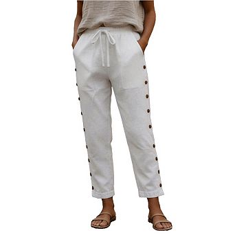 Women's Drawstring Elastic Waist Beach Capris Lightweight Summer Casual Daily Pants
