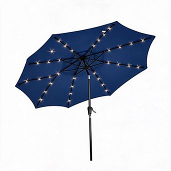 MROOBEST Solar LED Patio Umbrella 9FT UV & Water Resistant Outdoor Sun Shade Tilt & Crank