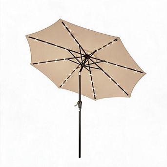 32 Solar LED Lights Outdoor Patio Umbrella 10FT UV Resistant Sun Shade Easy Crank Tilt