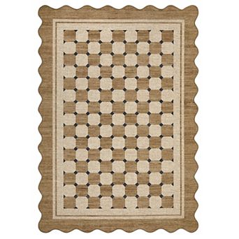 Fashionwu Woven Indoor Outdoor Rug Washable Non Slip Pet Friendly Geometric Checkered Carpet
