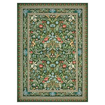 Fashionwu Floral Printed Indoor Rug Washable Low Pile Non Slip Soft Carpet Modern Farmhouse Decor