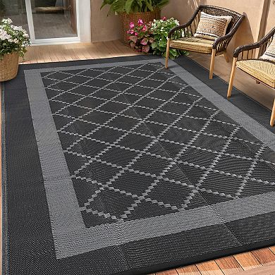 ANIXOL Reversible Outdoor Rug, Waterproof Plastic Mat, Portable, for Patio, Deck