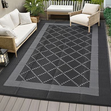 ANIXOL Reversible Outdoor Rug, Waterproof Plastic Mat, Portable, for Patio, Deck