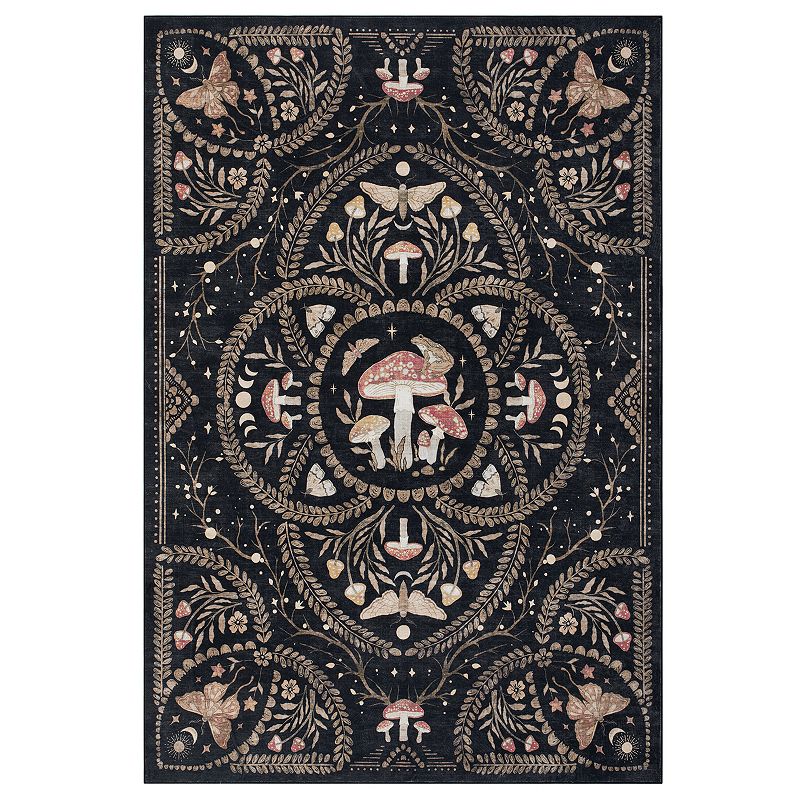 Fashionwu Mushroom Rug Washable Low Pile Non Slip Soft Carpet Living ...