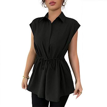 Women's Button Down Shirt Short Sleeve Peplum Top Business Casual Dressy Summer Work Blouse
