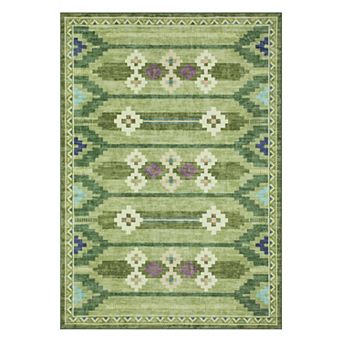 Geometric Print Machine Washable Area Rugs Non-Slip Low-Pile Stain Resistant Soft Carpet