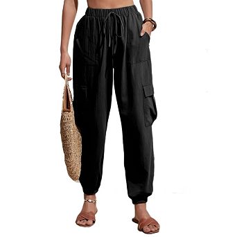 Womens Cargo Pants with Pocket Workout Athletic Joggers Drawstring Casual Travel Camping Hiking Pant