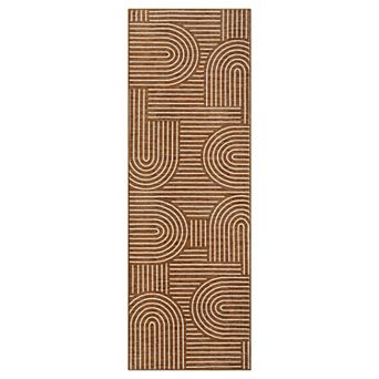 Washable Modern Rugs, Low Pile Geometric Abstract Line Rug Soft Stain Resistant Foldable Area Rug