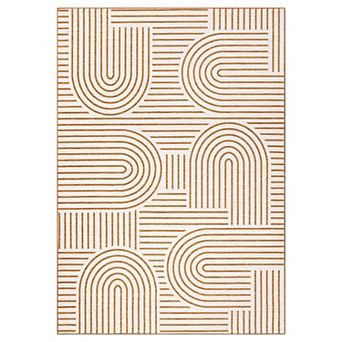 Washable Modern Rugs, Low Pile Geometric Abstract Line Rug Soft Stain Resistant Foldable Area Rug
