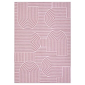 Washable Modern Rugs, Low Pile Geometric Abstract Line Rug Soft Stain Resistant Foldable Area Rug