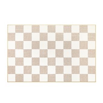 Plaid Machine Washable Area Rugs with Rubber Backing for Living Room Modern Non-Slip Dining Room Rug