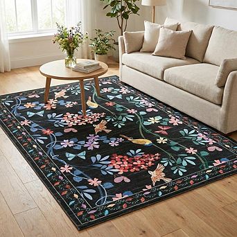 Vintage Area Rug Living Room Rug Washable Area Rug Oriental Traditional Distressed Farmhouse Carpet