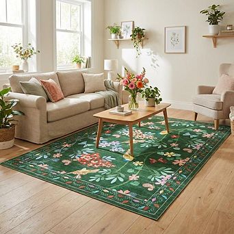 Vintage Area Rug Living Room Rug Washable Area Rug Oriental Traditional Distressed Farmhouse Carpet