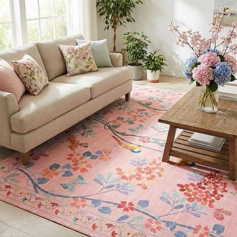 Vintage Area Rug Living Room Rug Washable Area Rug Oriental Traditional Distressed Farmhouse Carpet