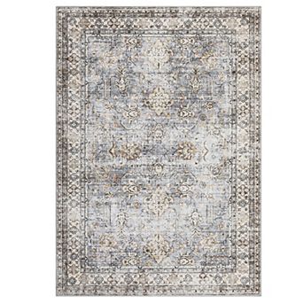 Vintage Floral Machine Washable Area Rug Soft Non-Slip Non-Shedding Carpet for Living Room and Porch