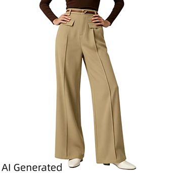 Womens Bell Leg Dress Pants Casual High Waisted Business Work Trousers Fashion Outfits with Pockets