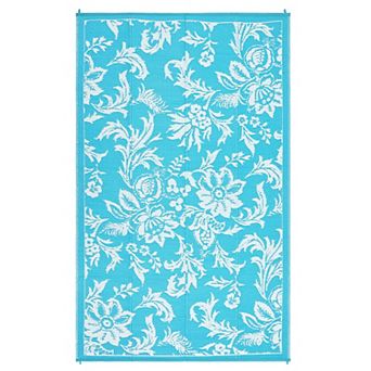 Modern Floral Waterproof Outdoor Rug Easy to Hose Clean Stain & Tear Resistant Carpet