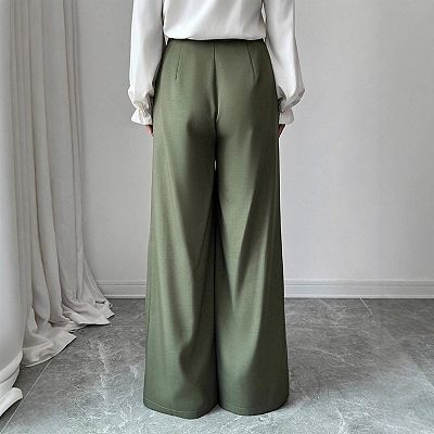dress pants baggy Mohiass Wide Leg Dress Pants for Women Business Casual Elastic Waist Comfy Work Pants Baggy Lounge Pants Trousers with Pocket Gray 2XL, Women's