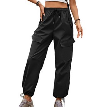 Women's Drawstring Elastic Waist Jogger Cargo Pants Multi Pocket Lightweight Casual Outdoor Trouser