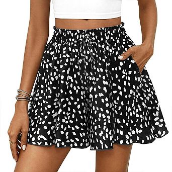 Women's Flowy Summer Fashion Beach Vacation Clothes Casual High Waist Wide Leg Ruffle Shorts